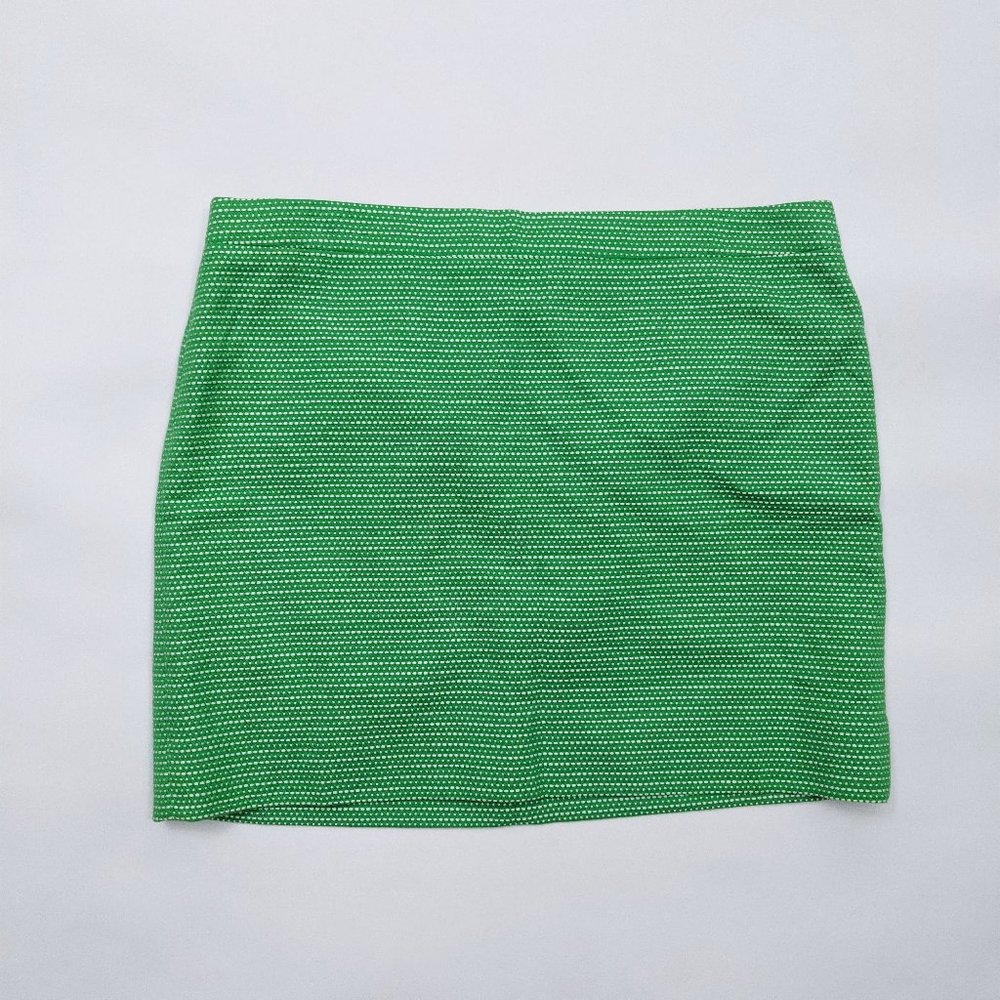 J Crew green and white embroidered mini skirt 12